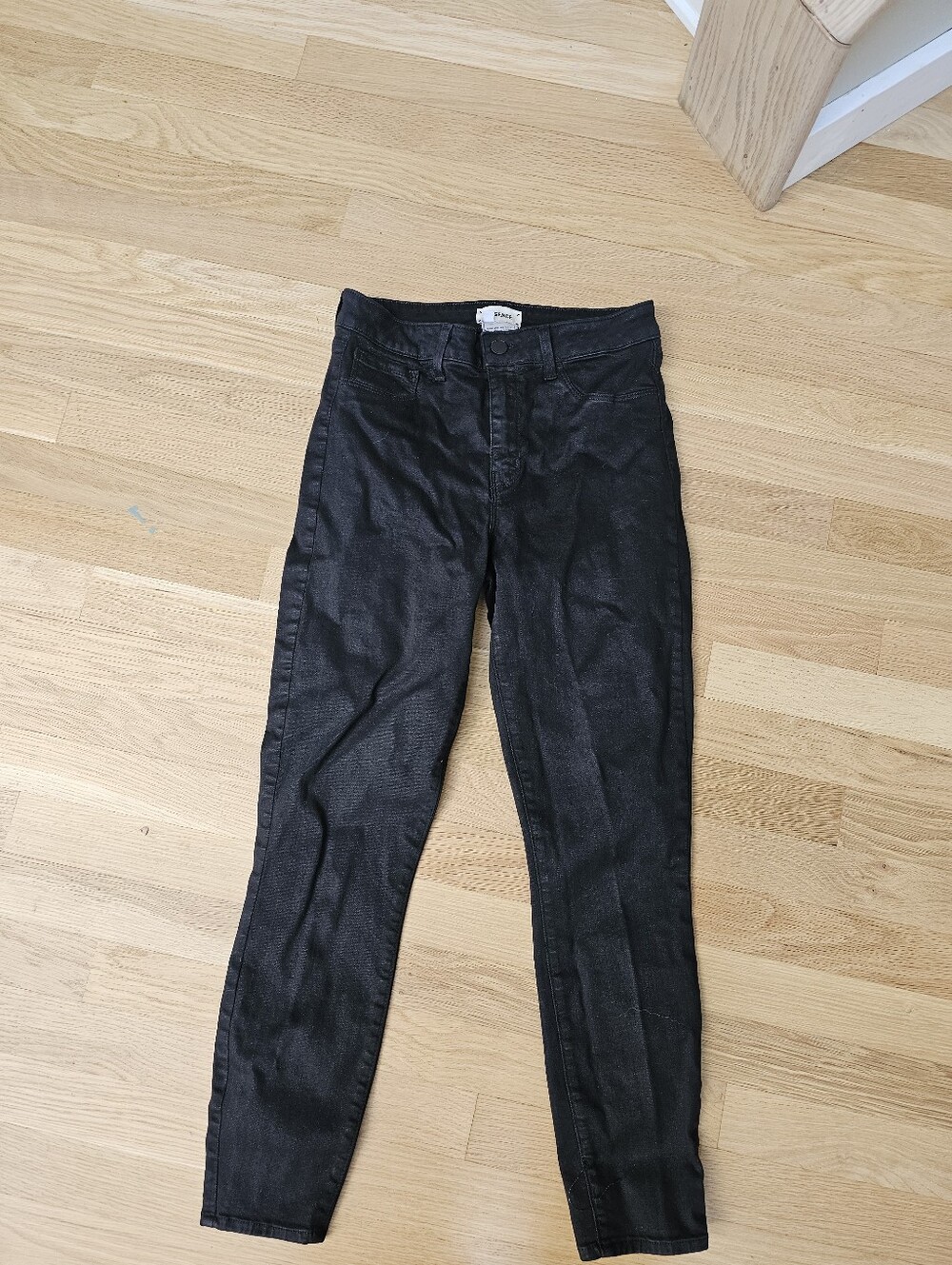 L'AGENCE Margot Black Foil Coated Skinny High Rise Jeans - Picture 2 of 9